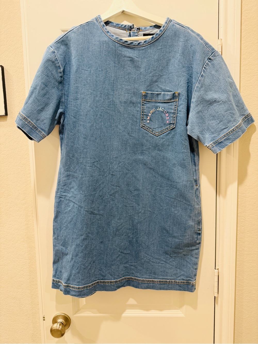 Marc Jacobs Light Blue Denim Pocket Tee Dress